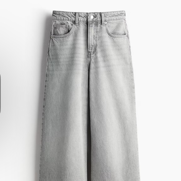 H&M Denim - H&M Wide Large High Waist Divided Wide Leg Gray Wash Denim Jeans Size 18 New